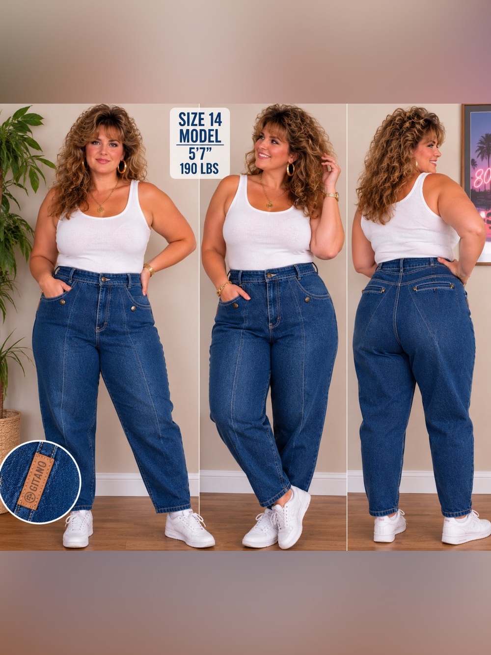 Classic High-Waist Blue Women’s Jeans - Plus Size